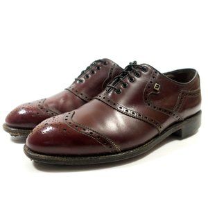 Footjoy Classics Vintage Leather Brogue Wingtip Golf Shoes - Men's Size 9 D